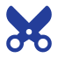 Scissors icon on a green background.