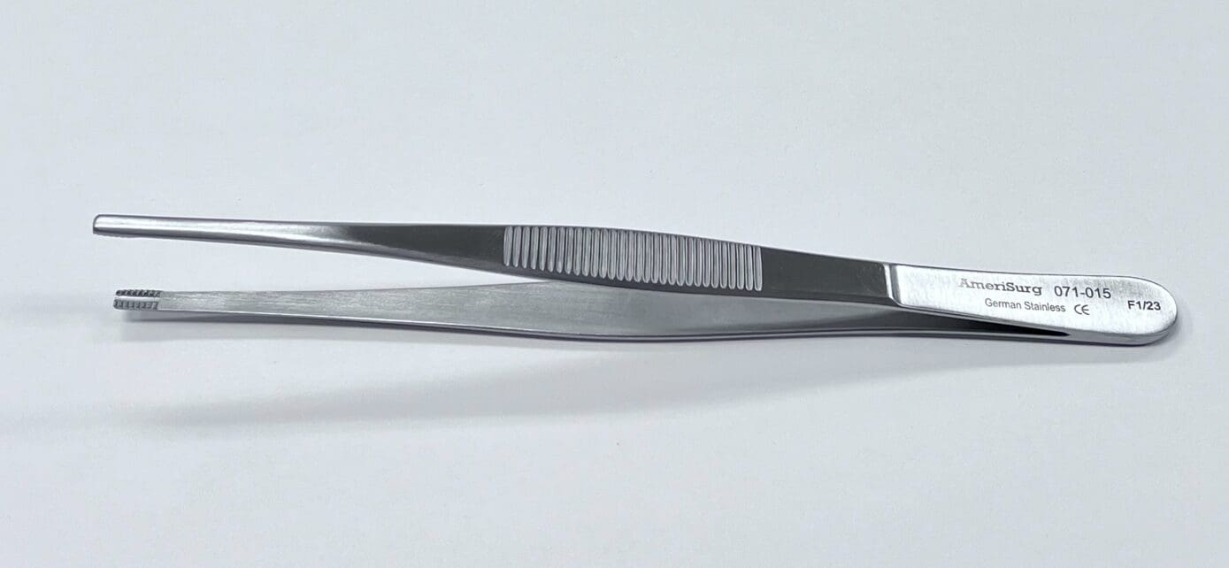 A pair of BROWN TISSUE FORCEP on a white surface.