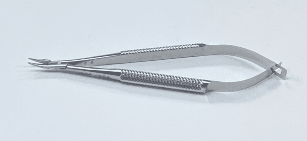 Barraquer Needle Holder on a White Background