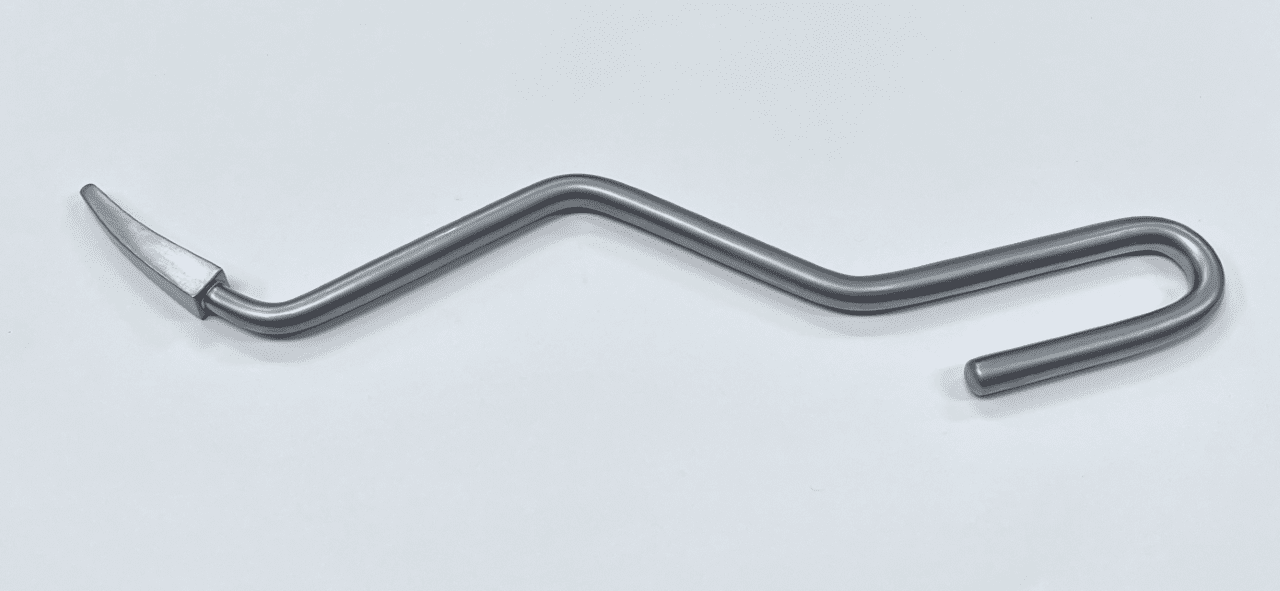 Anterior total hip awl, kim type with white background