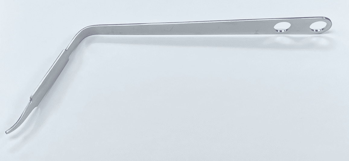 An image of a HOHMANN RETRACTOR, ACETABULAR, BENT on a white surface.