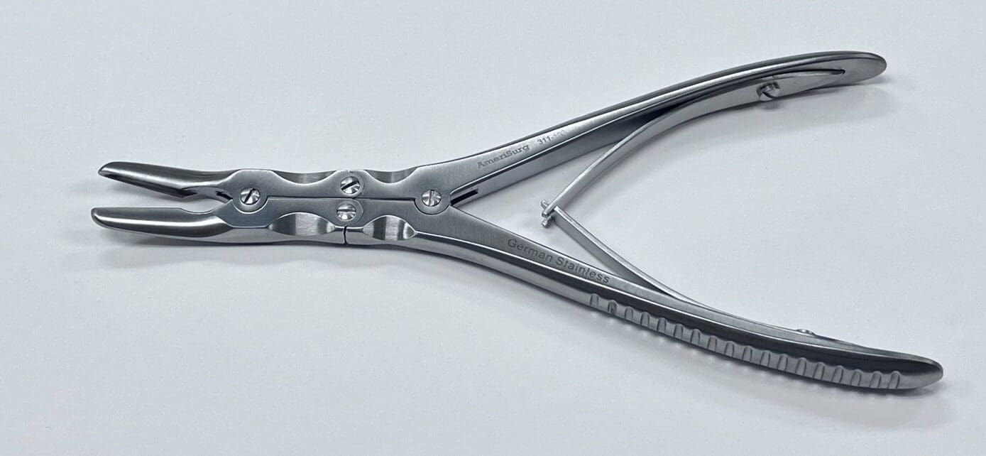 A pair of BEYER BONE RONGEUR on a white surface.
