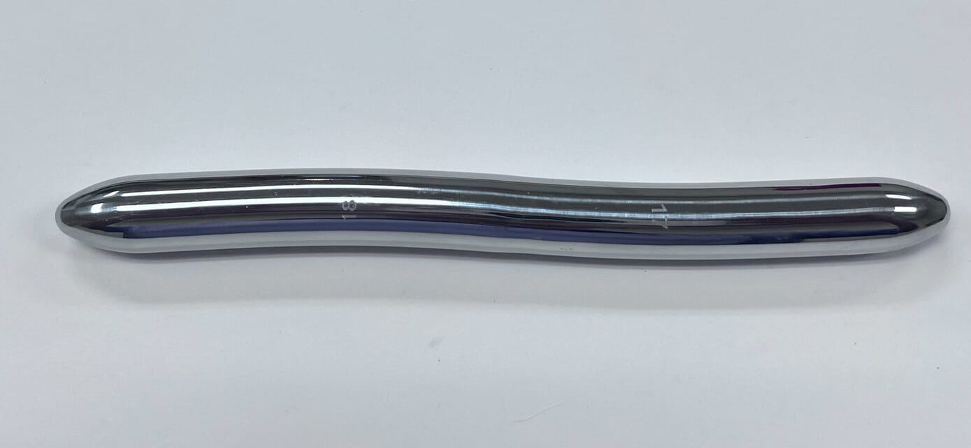 A HEGAR UTERINE DILATOR with a blue and silver color.