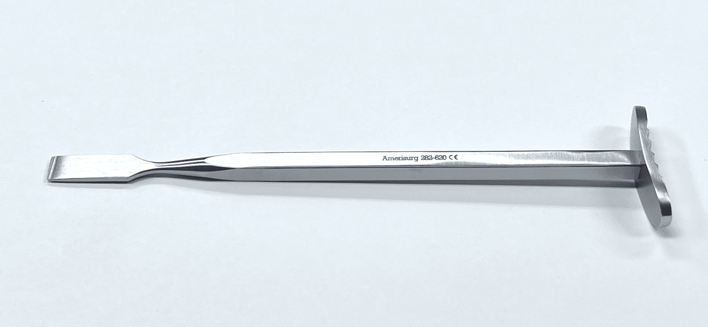 A close up of a SMILLIE MENISCUS CHISEL.